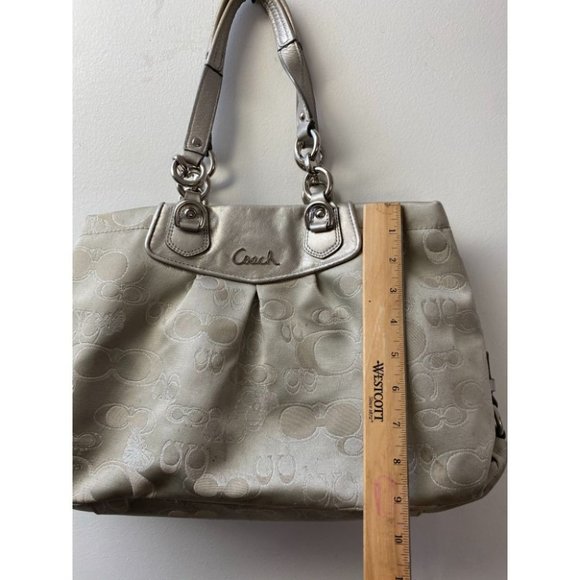COACH Large Silver Jacquard Fabric Tote Bag - Picture 4 of 13